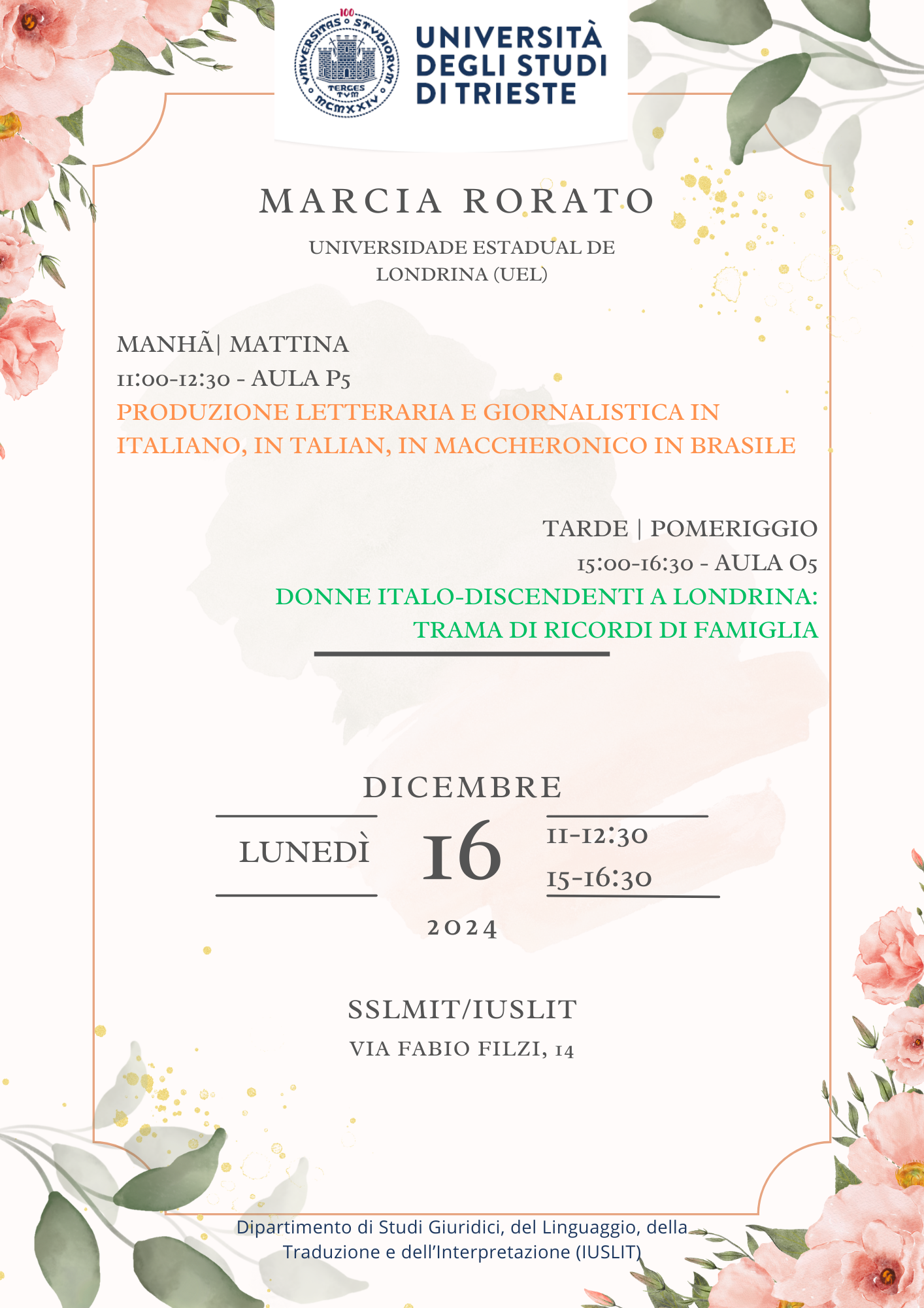 Conferenza prof.ssa Marcia Rorato