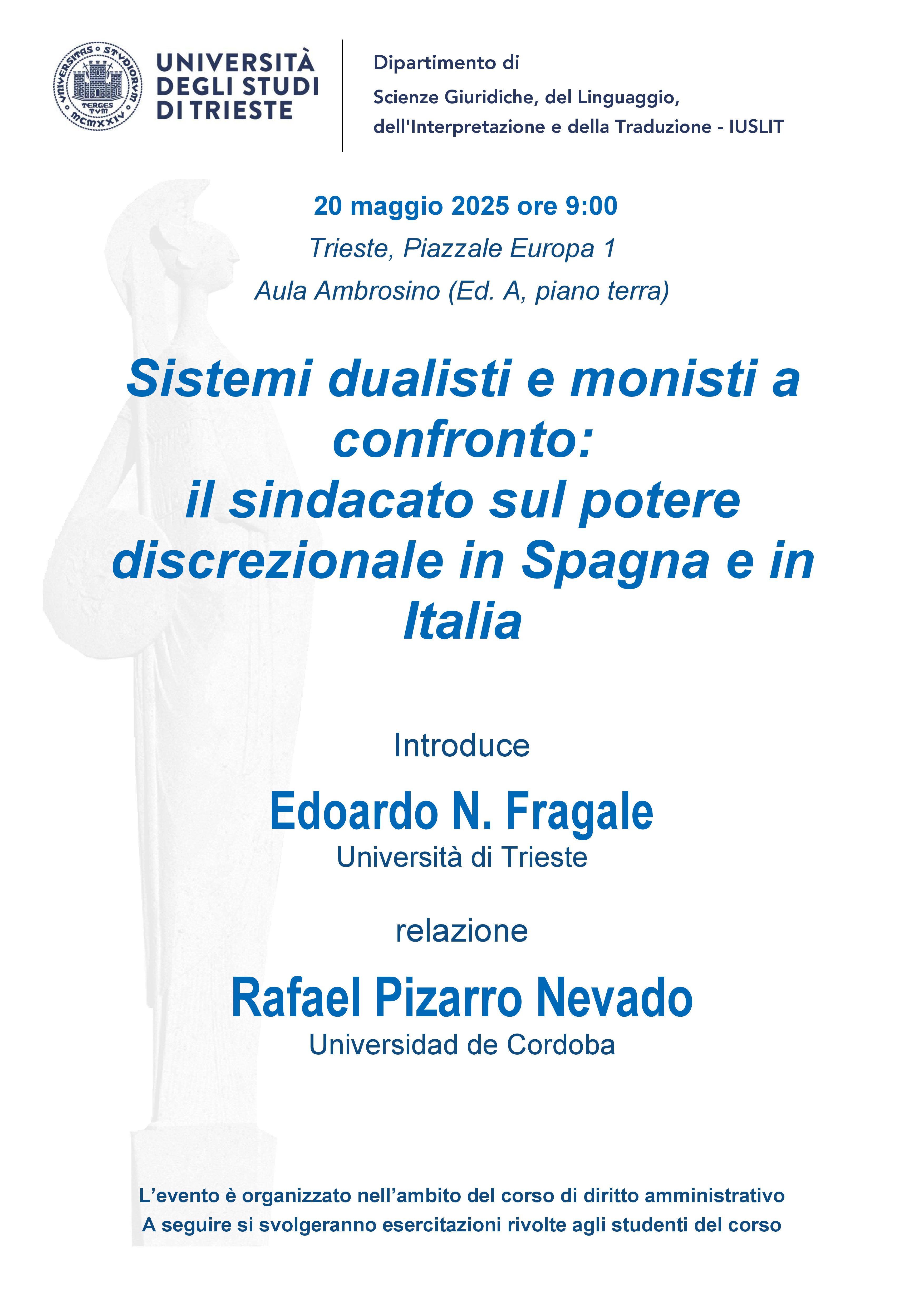 Seminario, ore 9:00 Aula Ambrosino
