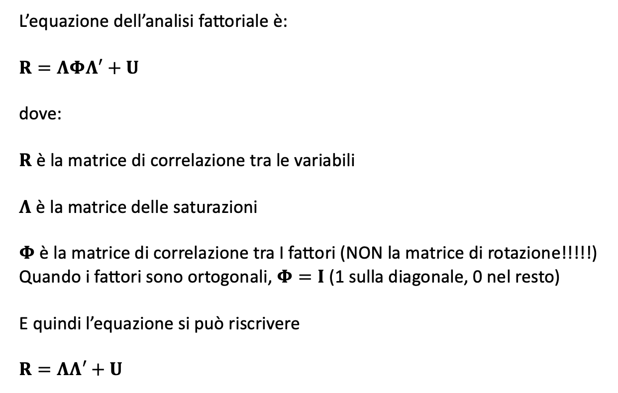 equazione dell'analisi fattoriale